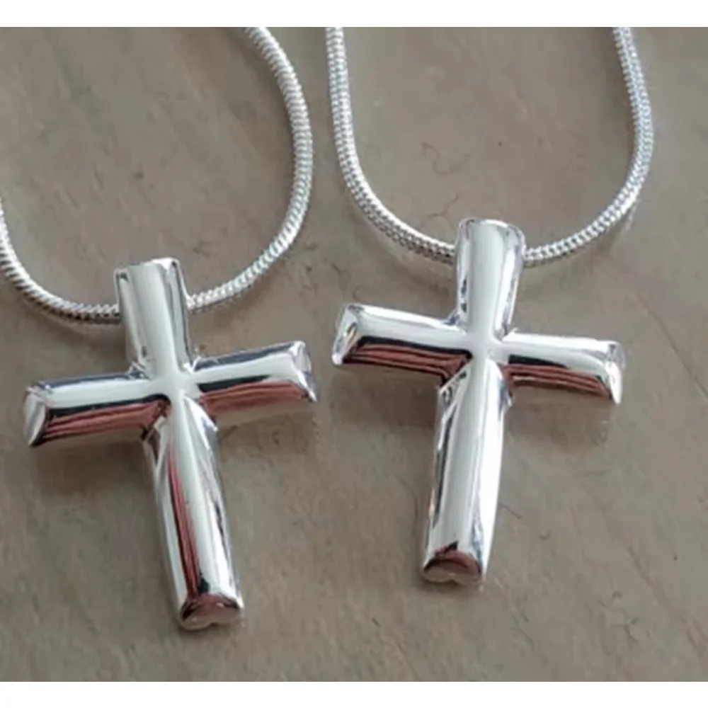 Unisex 925 Sterling Silver Cross Pendant Necklace Jewelry, 16”, 18”,‎ 20”